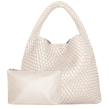 Load image into Gallery viewer, Large Woven Handbag Soft Tote Bag with Purse