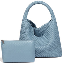 Load image into Gallery viewer, Large Woven Handbag Soft Tote Bag with Purse