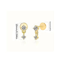 Load image into Gallery viewer, 1pc Mini Zircon Thick Flat Screw Back Drop Earrings
