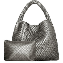 Load image into Gallery viewer, Large Woven Handbag Soft Tote Bag with Purse