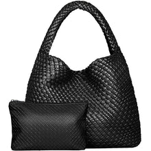 Load image into Gallery viewer, Large Woven Handbag Soft Tote Bag with Purse