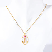 Load image into Gallery viewer, Hollow Zodiac Pendant Necklace with Birth Stone