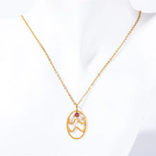 Load image into Gallery viewer, Hollow Zodiac Pendant Necklace with Birth Stone