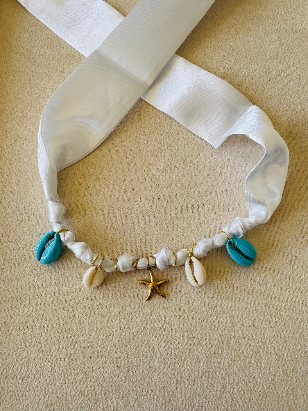 White Silk Charm Choker