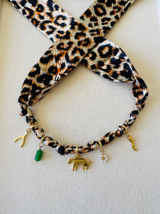 Leopard Silk Charm Choker