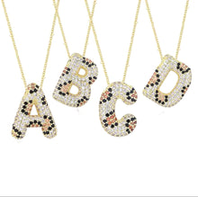Load image into Gallery viewer, LEOPARD DIAMANTÉ LETTERS NECKLACE
