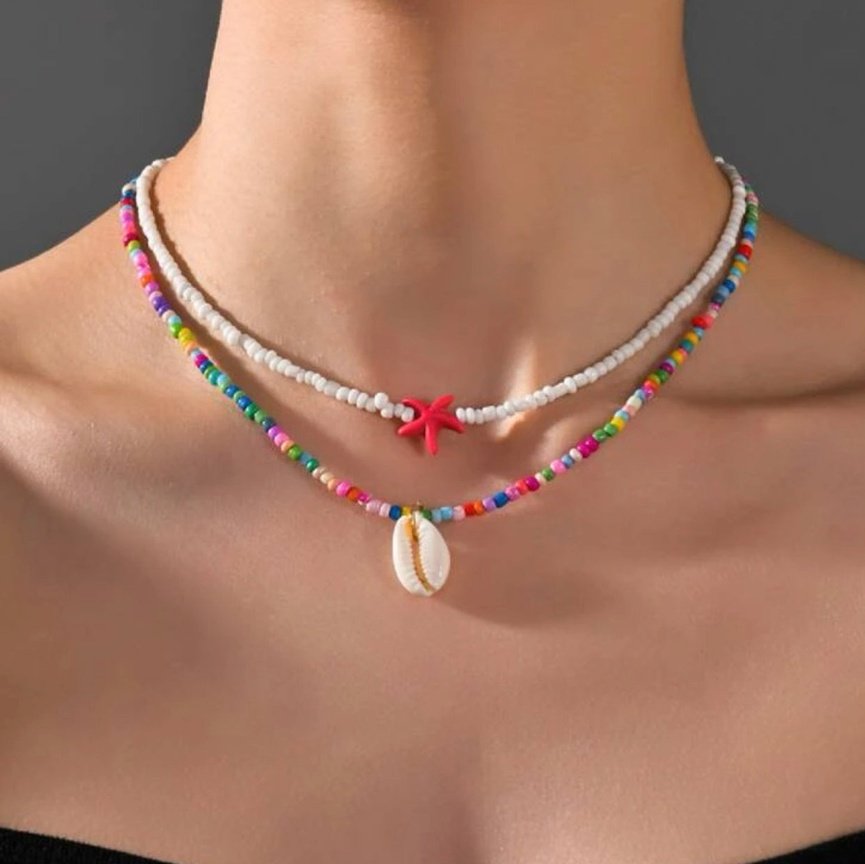 Colourful Beaded Shell Necklace