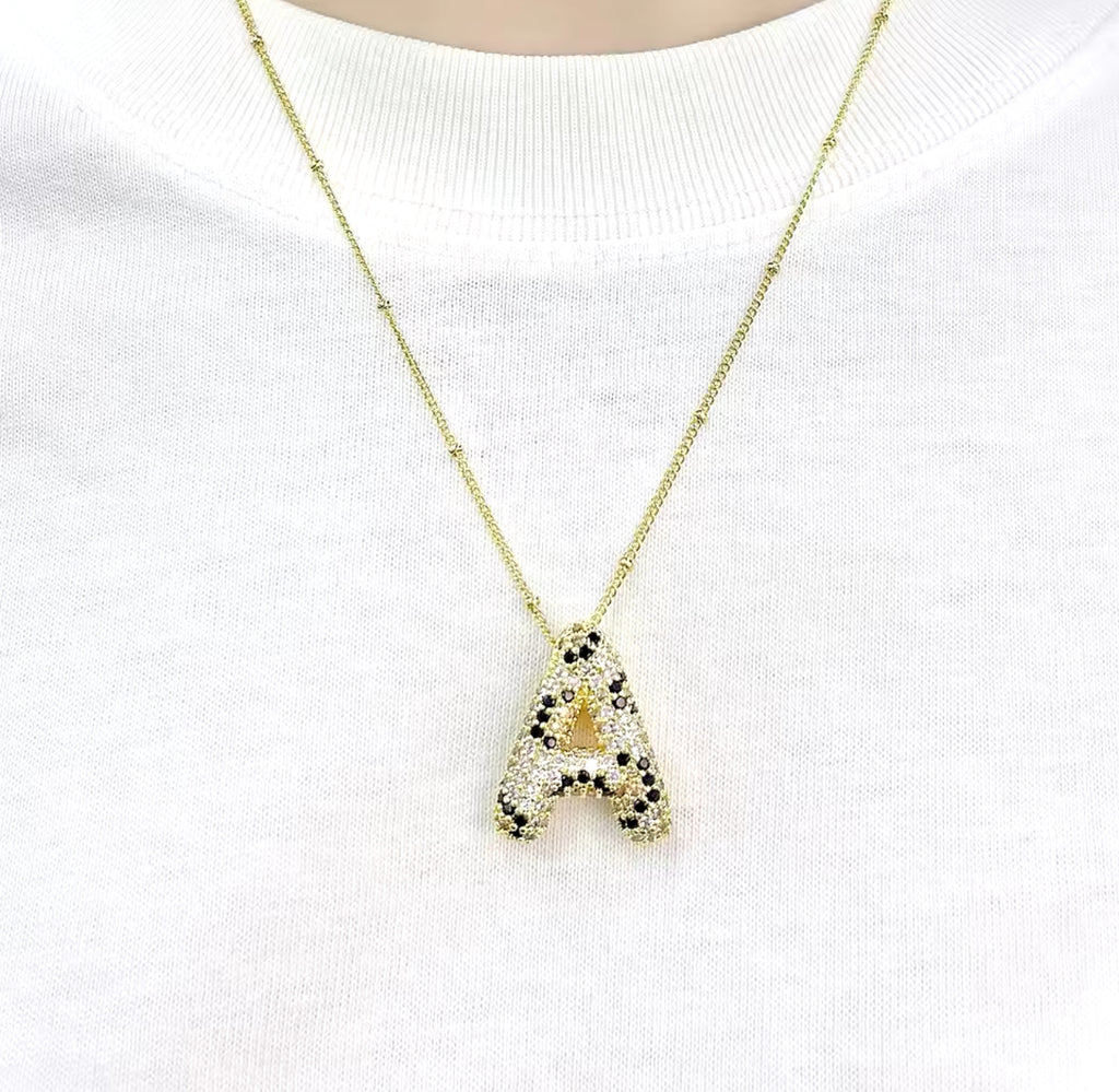 LEOPARD DIAMANTÉ LETTERS NECKLACE