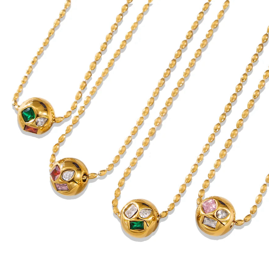 Beaded Chain Ball Pendant Necklace