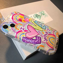 Load image into Gallery viewer, Graffiti Love Heart Rainbow Chain Phone Case
