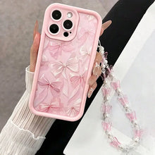 Load image into Gallery viewer, Pink Bow Pattern Silicone Phone Case For IPhone Plus Butterfly Charm Cover
