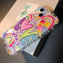 Load image into Gallery viewer, Graffiti Love Heart Rainbow Chain Phone Case
