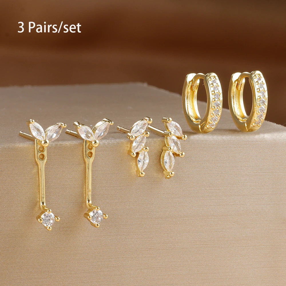 6pcs Exquisite Zircon Little Huggies Hoop Earrings Set