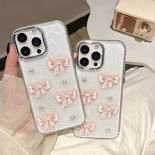 Load image into Gallery viewer, Cute Pink Bowknot Pearl Clear Phone Case For iPhone Shockproof
