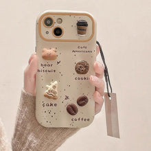 Load image into Gallery viewer, Cute Bear Coffee Phone Case, for IPhone with Lanyard

