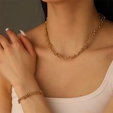 Load image into Gallery viewer, Bead Charm Weave Chain Necklace and Bracelet Luxe Set
