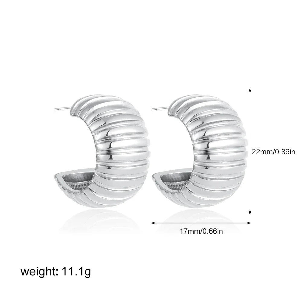 Elegant Chunky Wide Texture Hoop Earring