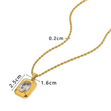Load image into Gallery viewer, Round Zircon Square Pendant Necklaces Stainle
