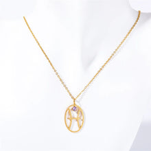 Load image into Gallery viewer, Hollow Zodiac Pendant Necklace with Birth Stone
