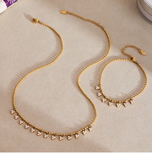 Load image into Gallery viewer, Triple Diamanté Necklace and Bracelet Luxe Set
