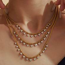 Load image into Gallery viewer, Triple Diamanté Necklace and Bracelet Luxe Set
