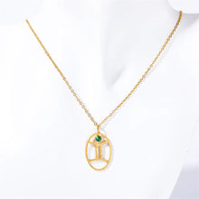 Load image into Gallery viewer, Hollow Zodiac Pendant Necklace with Birth Stone
