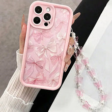 Load image into Gallery viewer, Pink Bow Pattern Silicone Phone Case For IPhone Plus Butterfly Charm Cover
