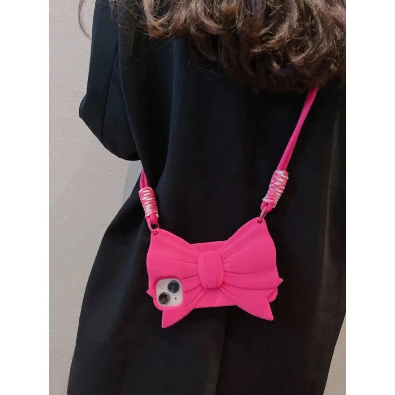 Bow Phone Case With Strap For IPhone