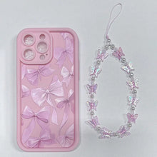 Load image into Gallery viewer, Pink Bow Pattern Silicone Phone Case For IPhone Plus Butterfly Charm Cover
