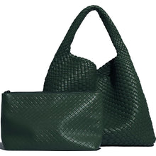 Load image into Gallery viewer, Large Woven Handbag Soft Tote Bag with Purse
