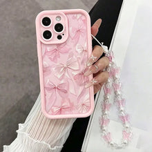 Load image into Gallery viewer, Pink Bow Pattern Silicone Phone Case For IPhone Plus Butterfly Charm Cover
