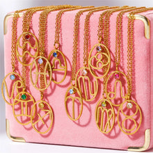 Load image into Gallery viewer, Hollow Zodiac Pendant Necklace with Birth Stone
