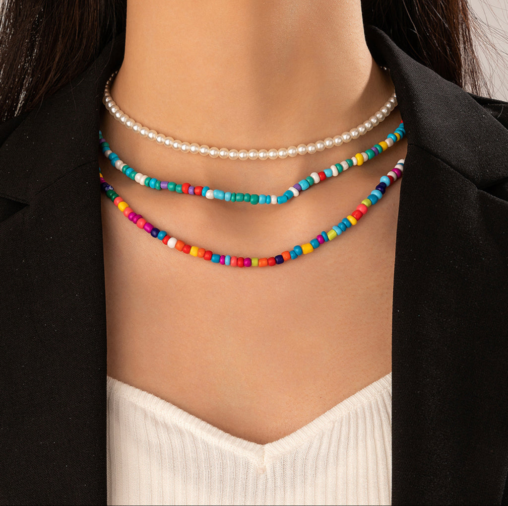 COLOUR BEADS NECKLACE SET