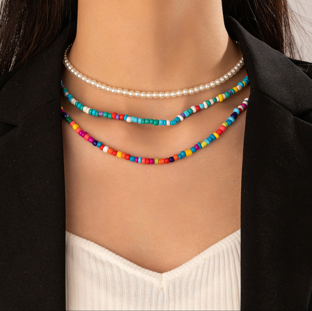 COLOUR BEADS NECKLACE SET