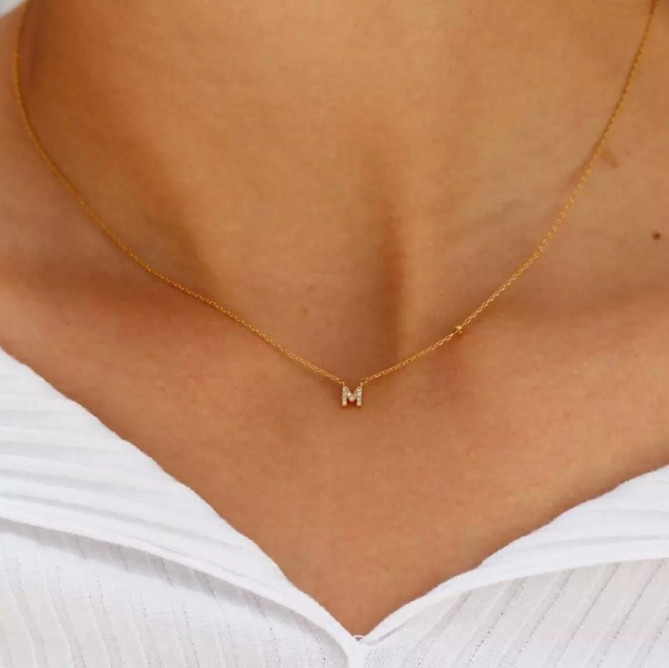 INITIAL LUXE DIAMANTÉ NECKLACE